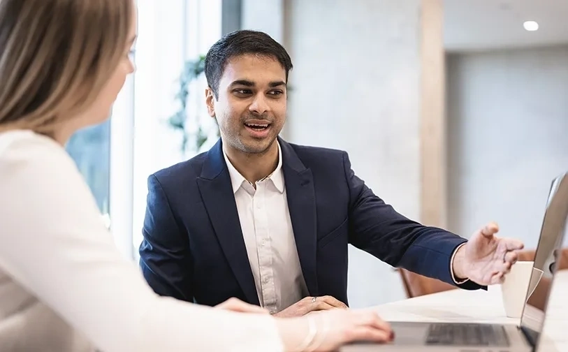 Man running business online